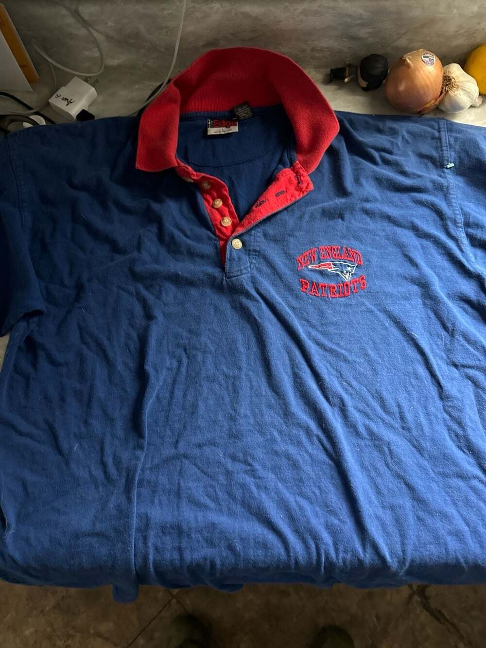 Vintage 1997 The Edge New England Patriots Polo Shirt Size L